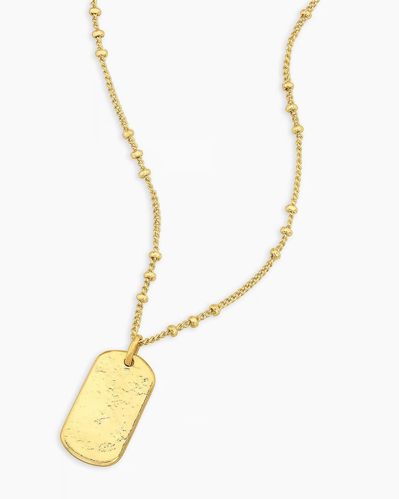 gorjana - Griffin Dog Tag Necklace 19 inch - 18k Gold Plated or Silver Plated - Spring Ring Closure, Cross-Hatched Texture - Lightweight and Perfect for Layering - Long-Lasting - Image 2
